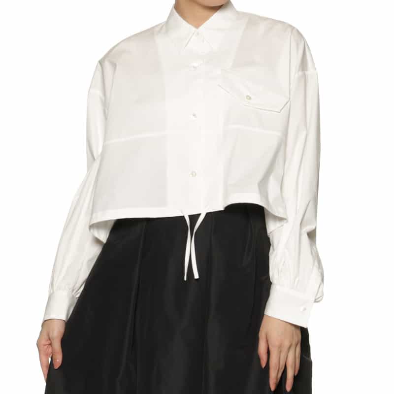 BARNEYS NEW YORK ウォッシャブル ドローストリングシャツ WHITE