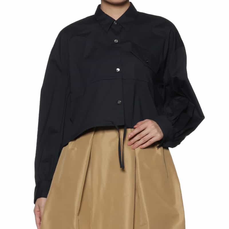 BARNEYS NEW YORK ウォッシャブル ドローストリングシャツ NAVY