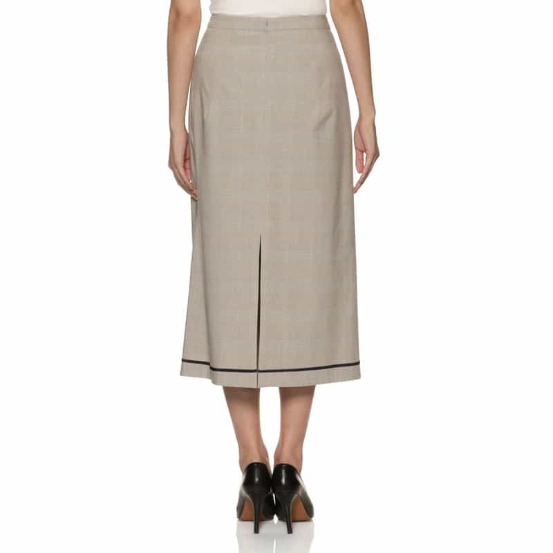 BARNEYS NEW YORK ウォッシャブル パイピングデザイン チェック柄スカート GRAY
