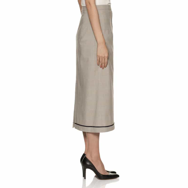 BARNEYS NEW YORK ウォッシャブル パイピングデザイン チェック柄スカート GRAY