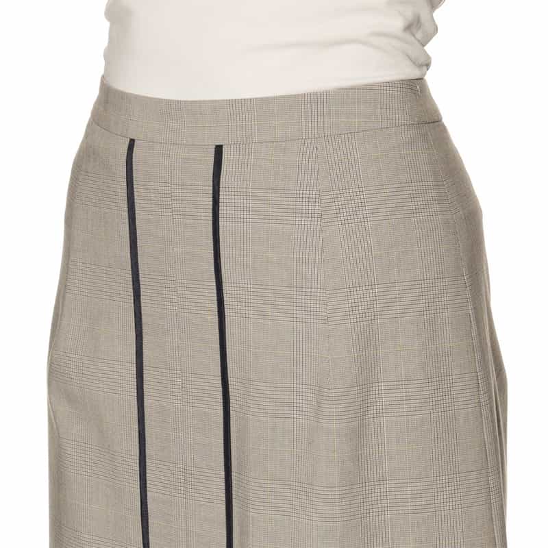 BARNEYS NEW YORK ウォッシャブル パイピングデザイン チェック柄スカート GRAY