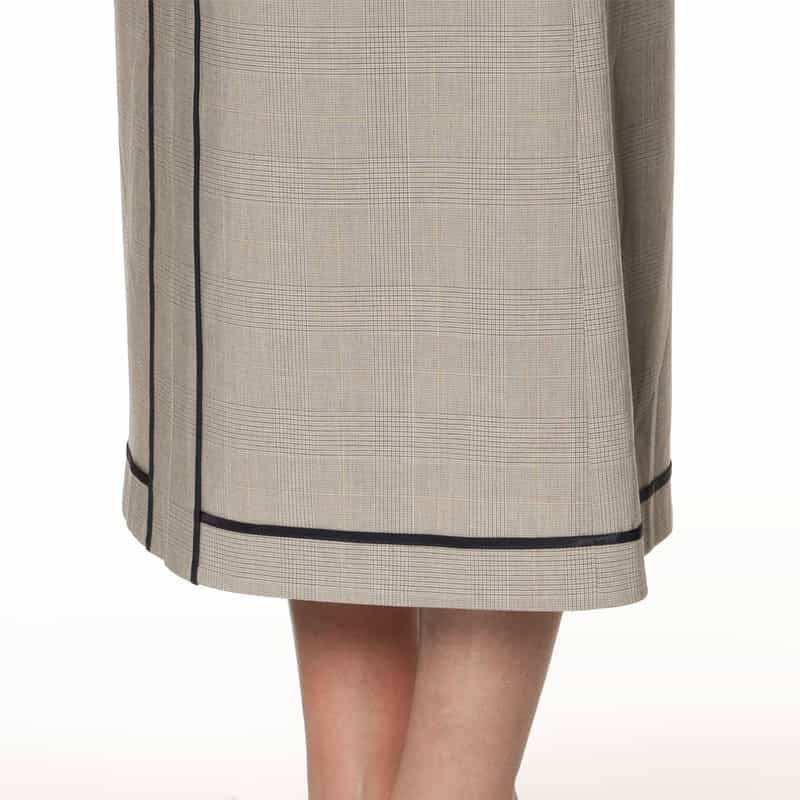 BARNEYS NEW YORK ウォッシャブル パイピングデザイン チェック柄スカート GRAY