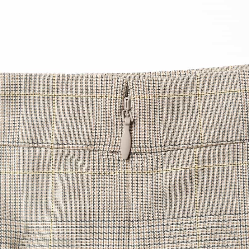 BARNEYS NEW YORK ウォッシャブル パイピングデザイン チェック柄スカート GRAY