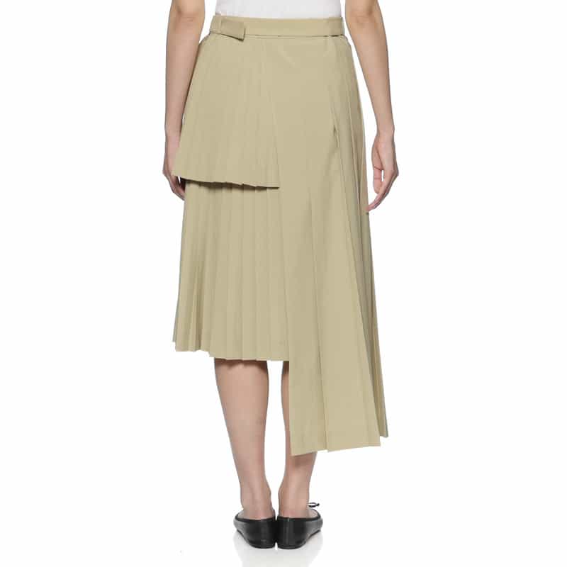BARNEYS NEW YORK アシンメトリー ベルテッドプリーツスカート BEIGE