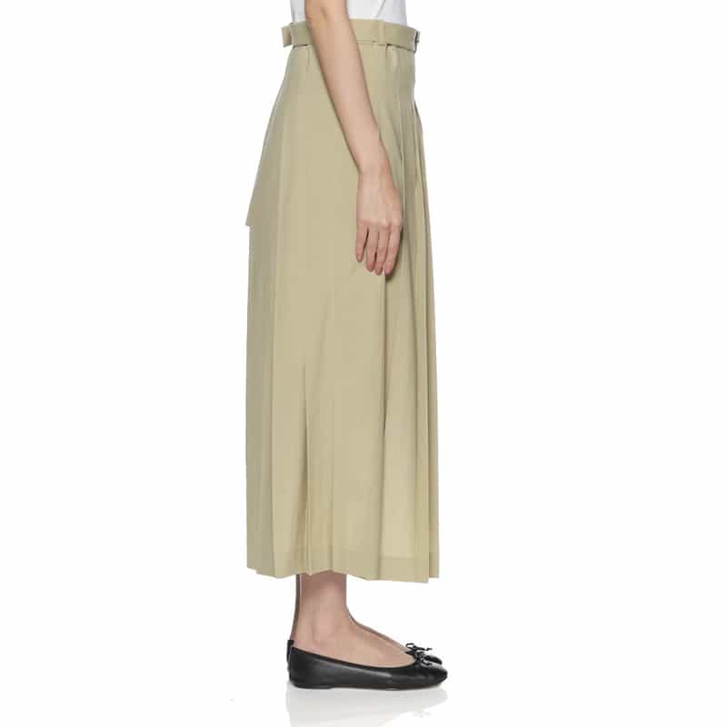 BARNEYS NEW YORK アシンメトリー ベルテッドプリーツスカート BEIGE