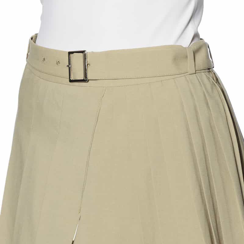 BARNEYS NEW YORK アシンメトリー ベルテッドプリーツスカート BEIGE