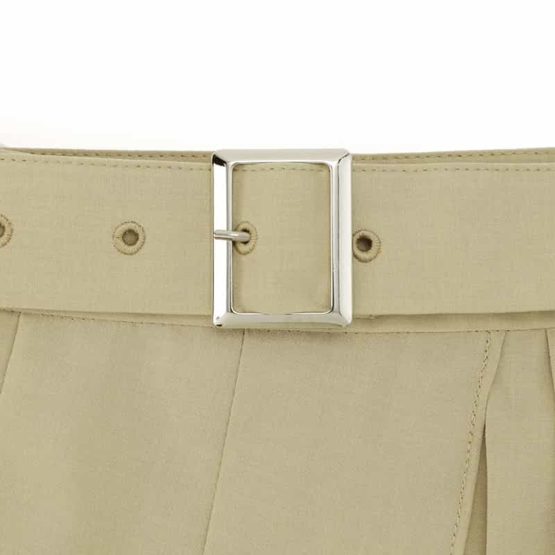 BARNEYS NEW YORK アシンメトリー ベルテッドプリーツスカート BEIGE