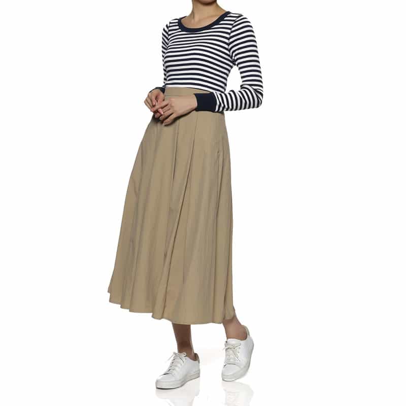 BARNEYS NEW YORK ウォッシャブル ウエストバックギャザー ボリュームスカート BEIGE