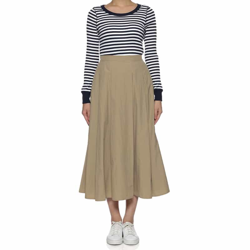 BARNEYS NEW YORK ウォッシャブル ウエストバックギャザー ボリュームスカート BEIGE