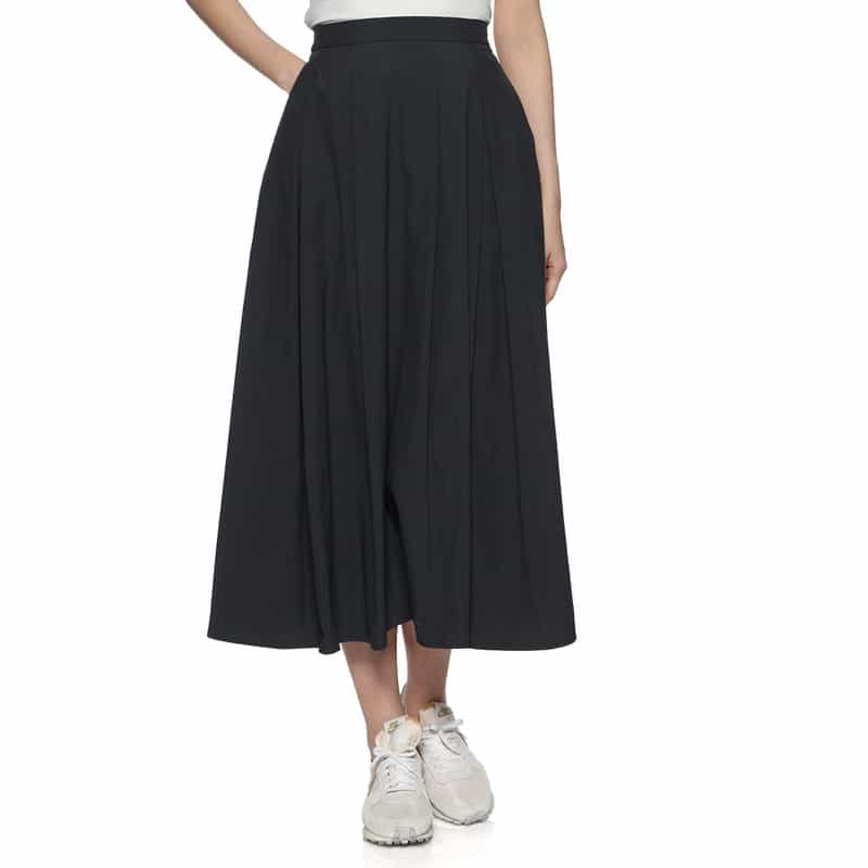 BARNEYS NEW YORK ウォッシャブル ウエストバックギャザー ボリュームスカート NAVY
