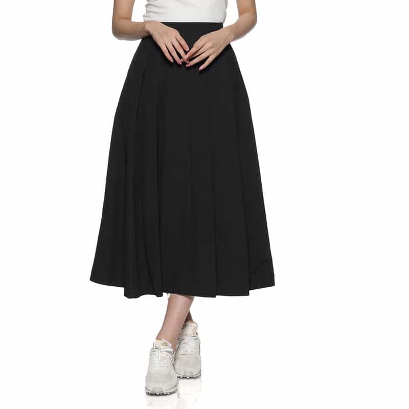 BARNEYS NEW YORK ウォッシャブル ウエストバックギャザー ボリュームスカート BLACK