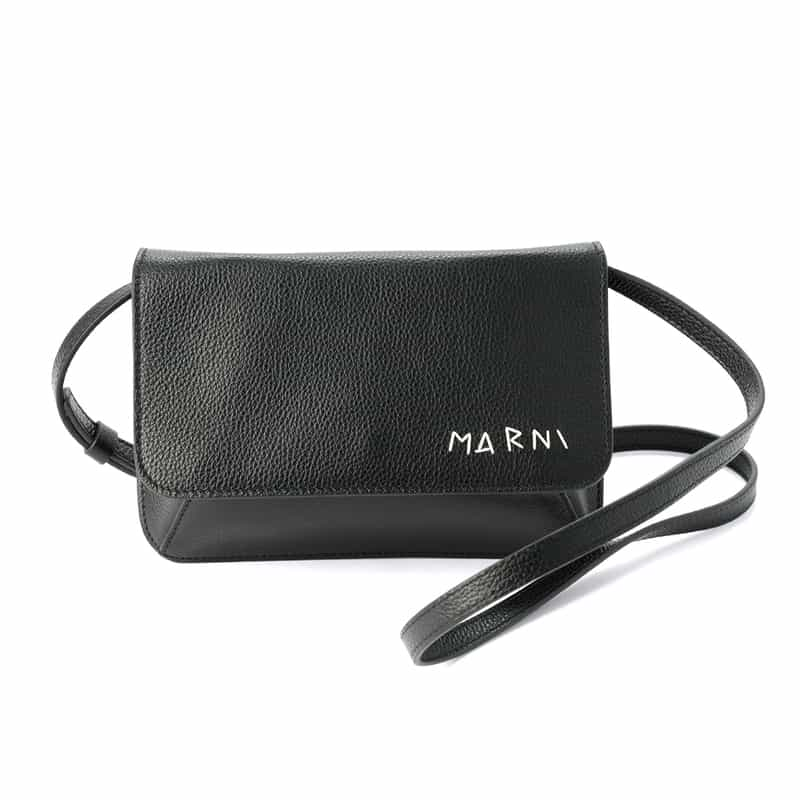 MARNI レザー ショルダーポシェット BLACK