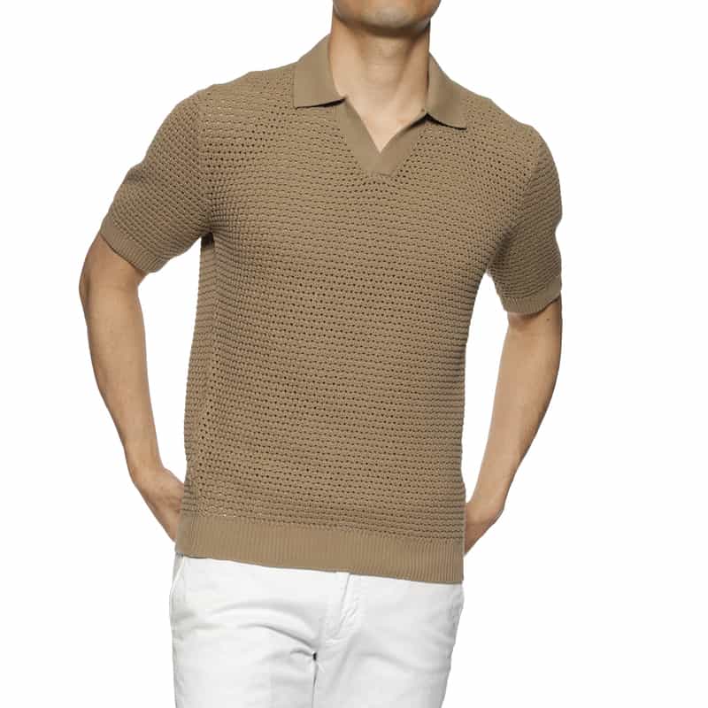 MAURO OTTAVIANI ニットポロシャツ BEIGE