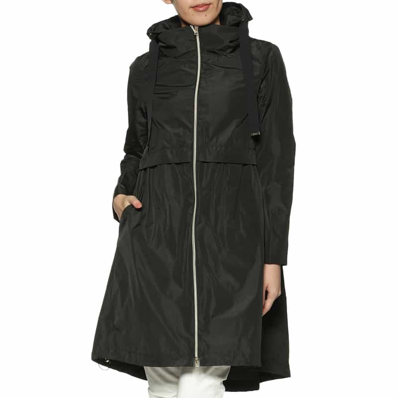HERNO HERNO＜ヘルノ＞ジップアップ フーデッドミディコート BLACK