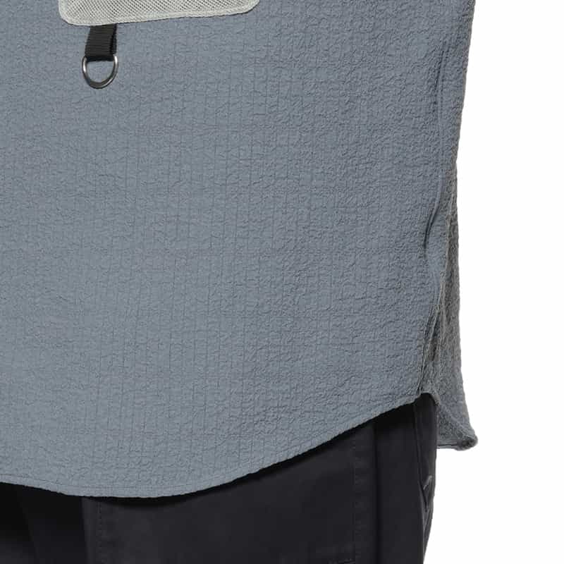 BARNEYS NEW YORK ワッシャー加工ストレッチシャツ BLUE