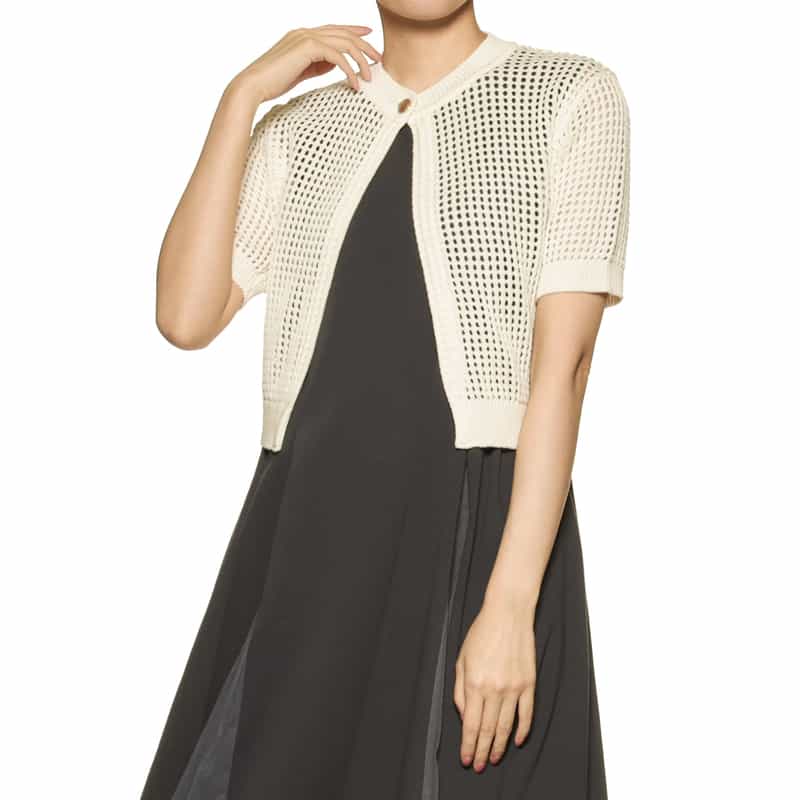BARNEYS NEW YORK メッシュニットカーディガン WHITE