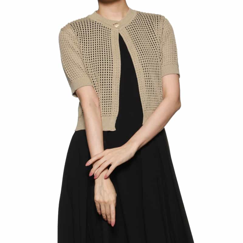 BARNEYS NEW YORK メッシュニットカーディガン BEIGE