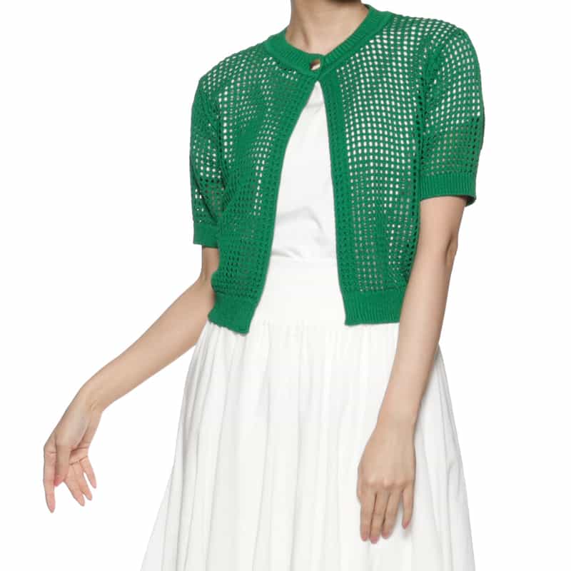 BARNEYS NEW YORK メッシュニットカーディガン GREEN
