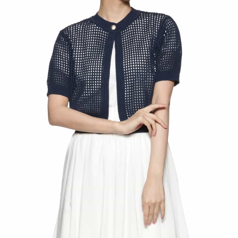 BARNEYS NEW YORK メッシュニットカーディガン NAVY