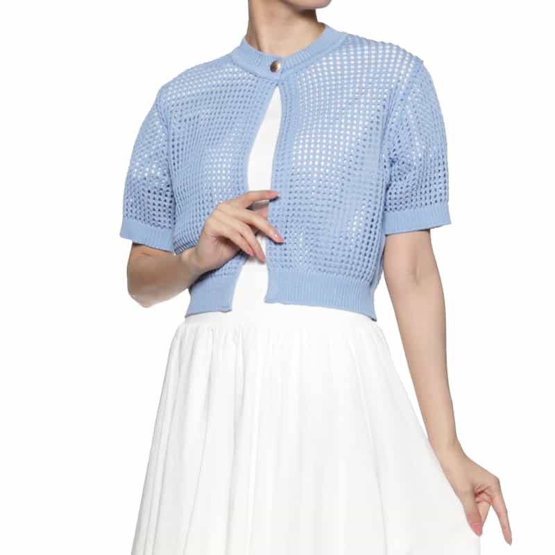 BARNEYS NEW YORK メッシュニットカーディガン LIGHT BLUE
