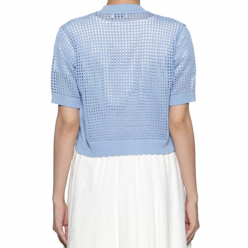 BARNEYS NEW YORK メッシュニットカーディガン LIGHT BLUE