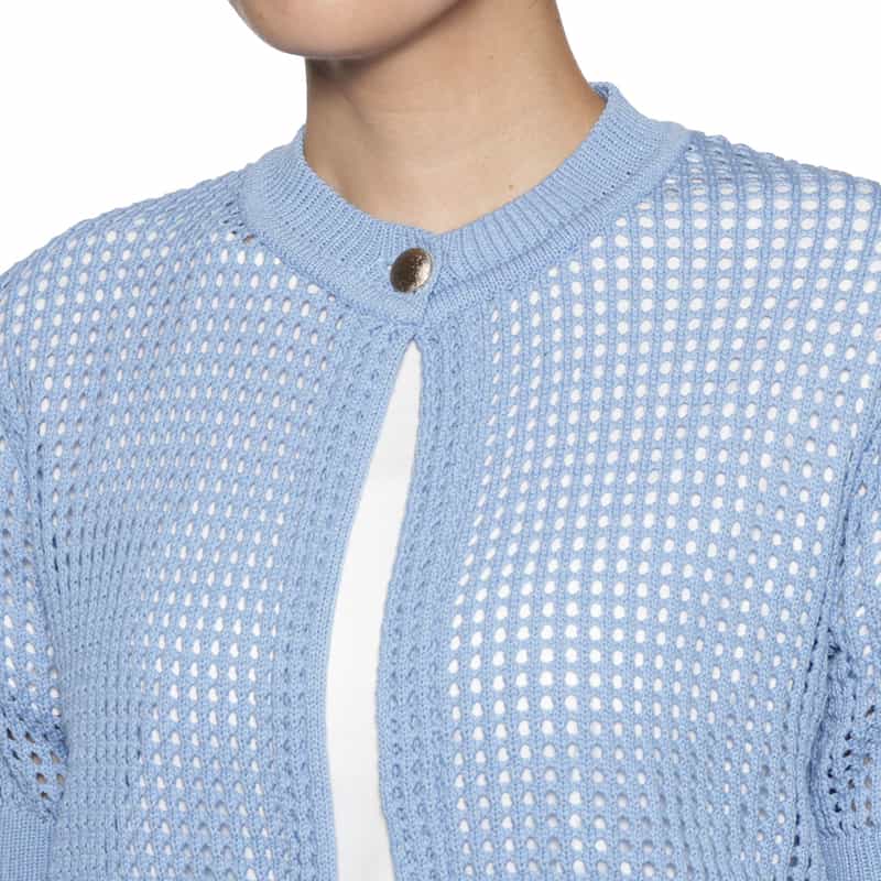 BARNEYS NEW YORK メッシュニットカーディガン LIGHT BLUE