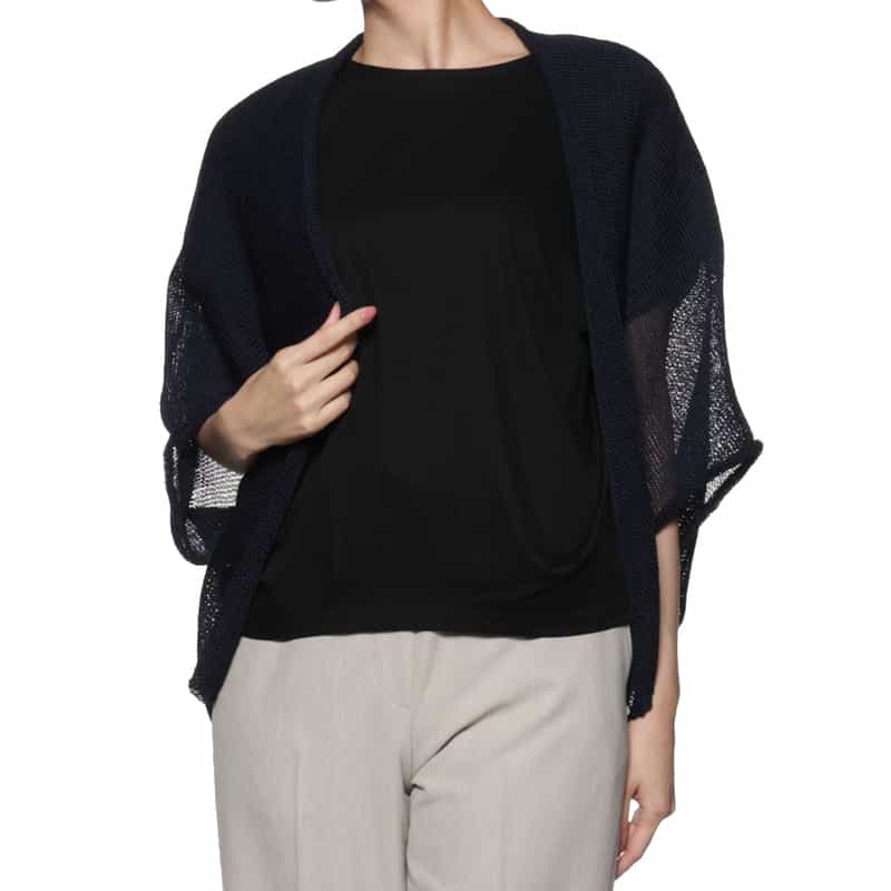 BARNEYS NEW YORK コットンニットトッパーカーディガン NAVY