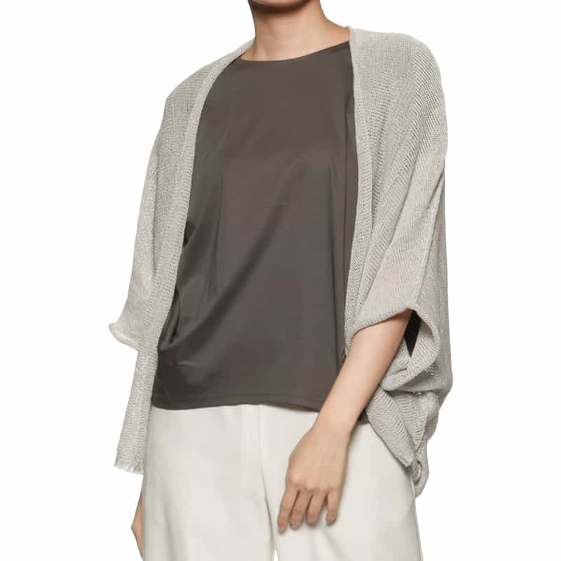 BARNEYS NEW YORK コットンニットトッパーカーディガン LIGHT GRAY