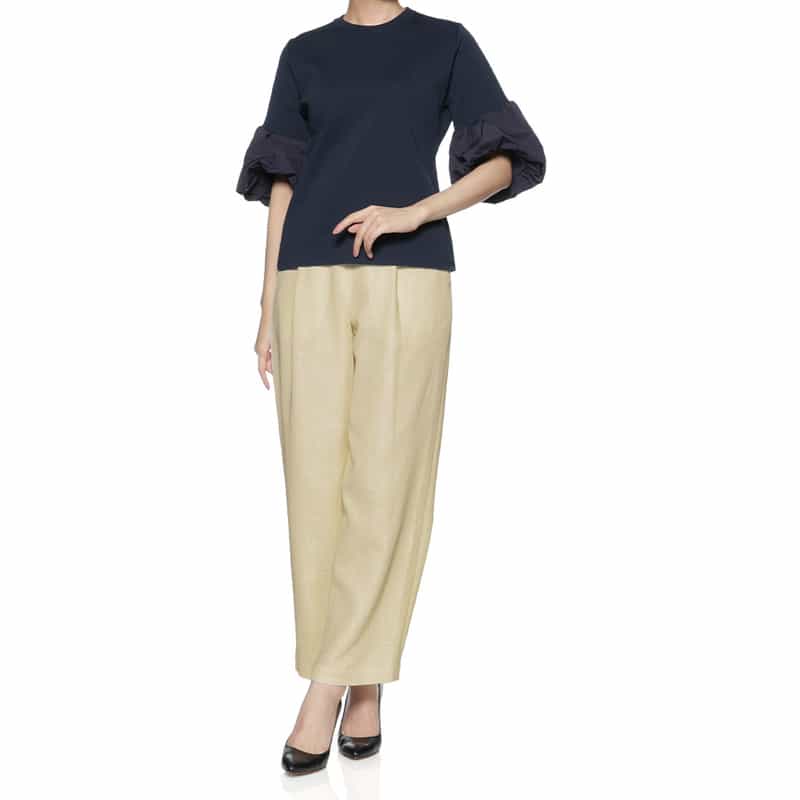 BARNEYS NEW YORK カラミツイード素材パンツ WHITE