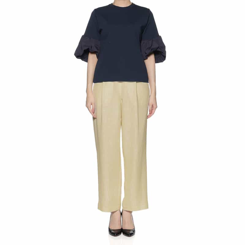 BARNEYS NEW YORK カラミツイード素材パンツ WHITE