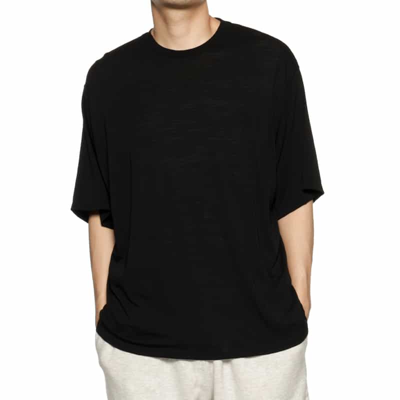 BARNEYS NEW YORK ウォッシャブル ウール素材Tシャツ BLACK