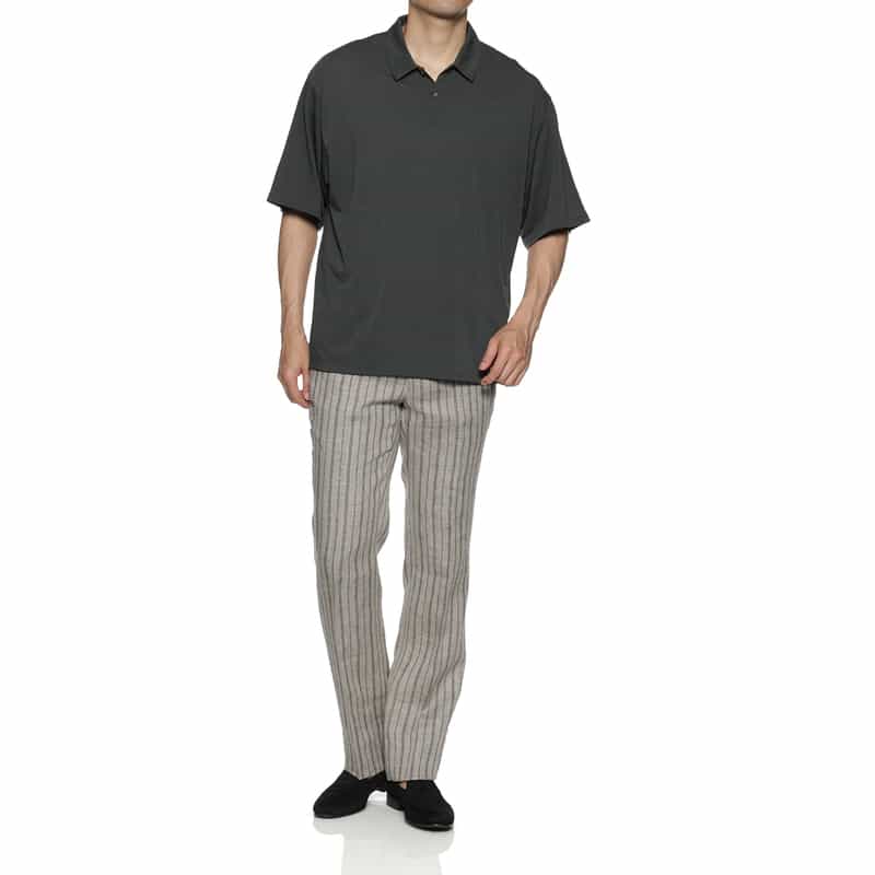 BARNEYS NEW YORK ウォッシャブル ウール素材ポロシャツ GRAY