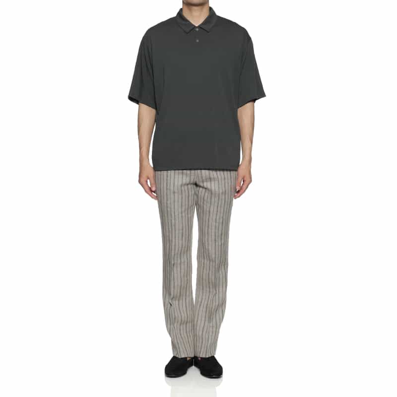 BARNEYS NEW YORK ウォッシャブル ウール素材ポロシャツ GRAY