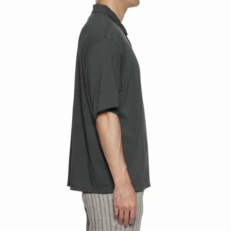 BARNEYS NEW YORK ウォッシャブル ウール素材ポロシャツ GRAY