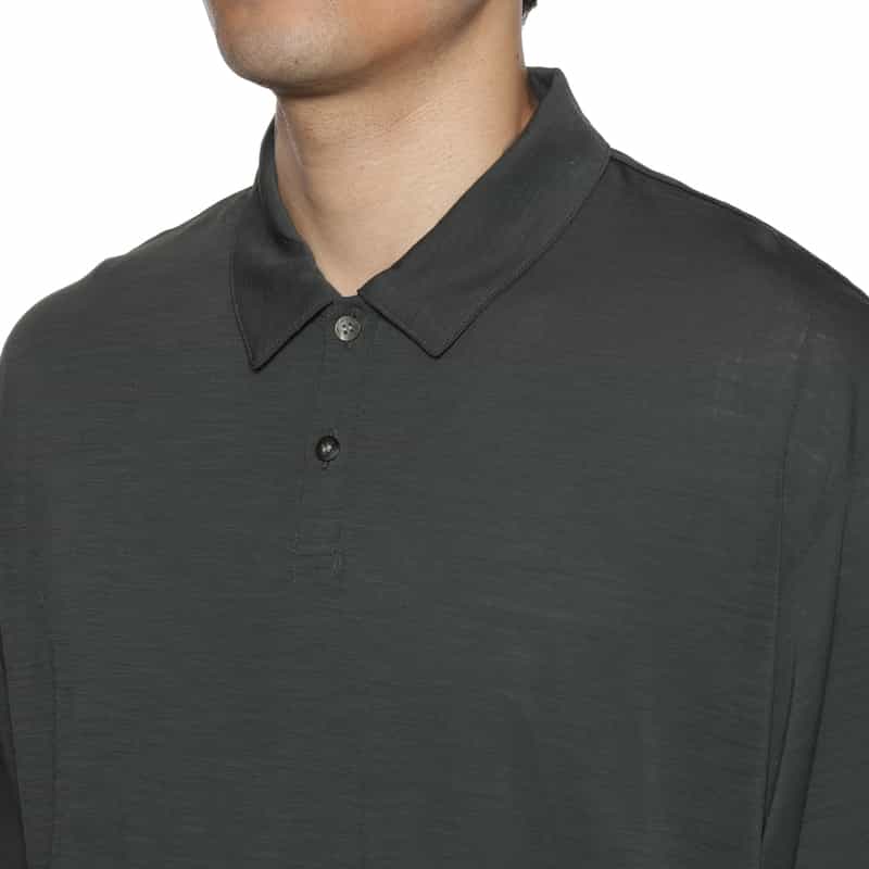 BARNEYS NEW YORK ウォッシャブル ウール素材ポロシャツ GRAY