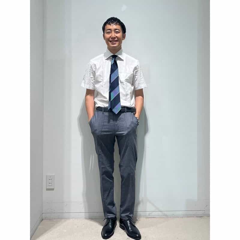 BARNEYS NEW YORK ポケット付半袖ドレスシャツ WHITE