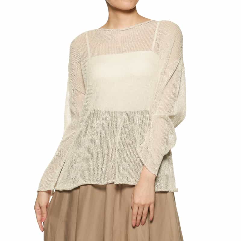 BARNEYS NEW YORK ウォッシャブル メッシュニットプルオーバー IVORY