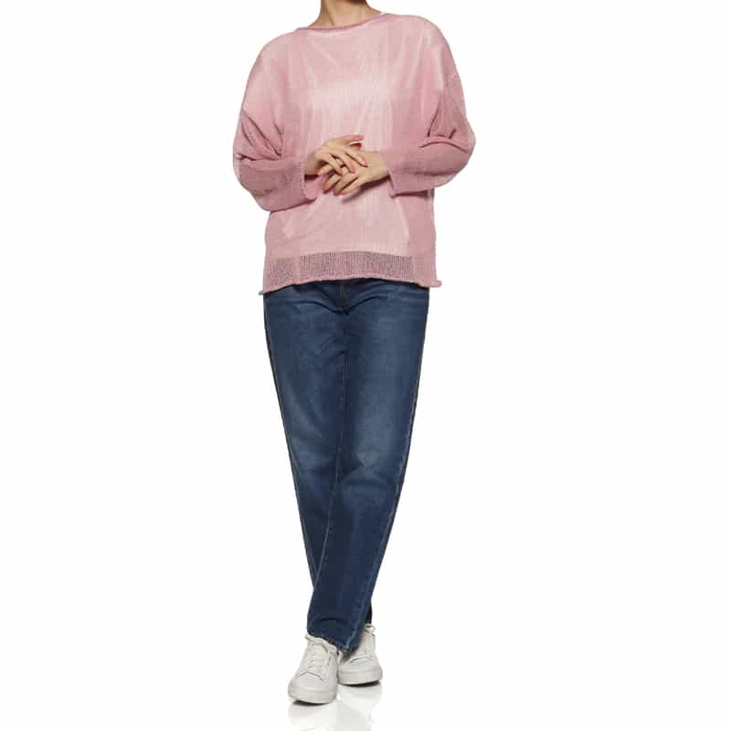 BARNEYS NEW YORK ウォッシャブル メッシュニットプルオーバー PINK