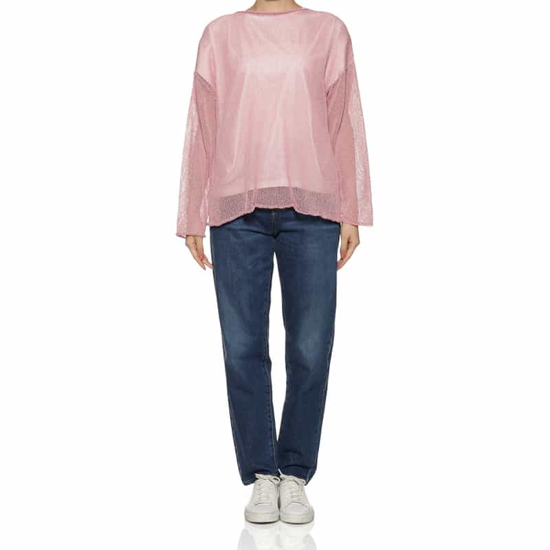 BARNEYS NEW YORK ウォッシャブル メッシュニットプルオーバー PINK