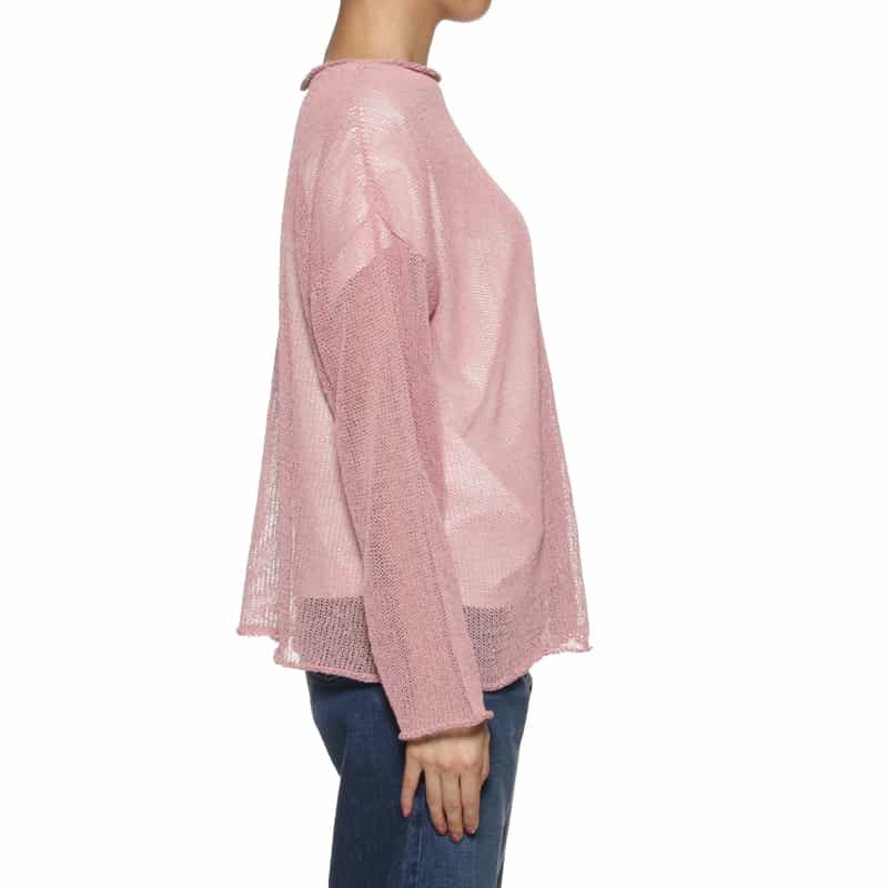 BARNEYS NEW YORK ウォッシャブル メッシュニットプルオーバー PINK