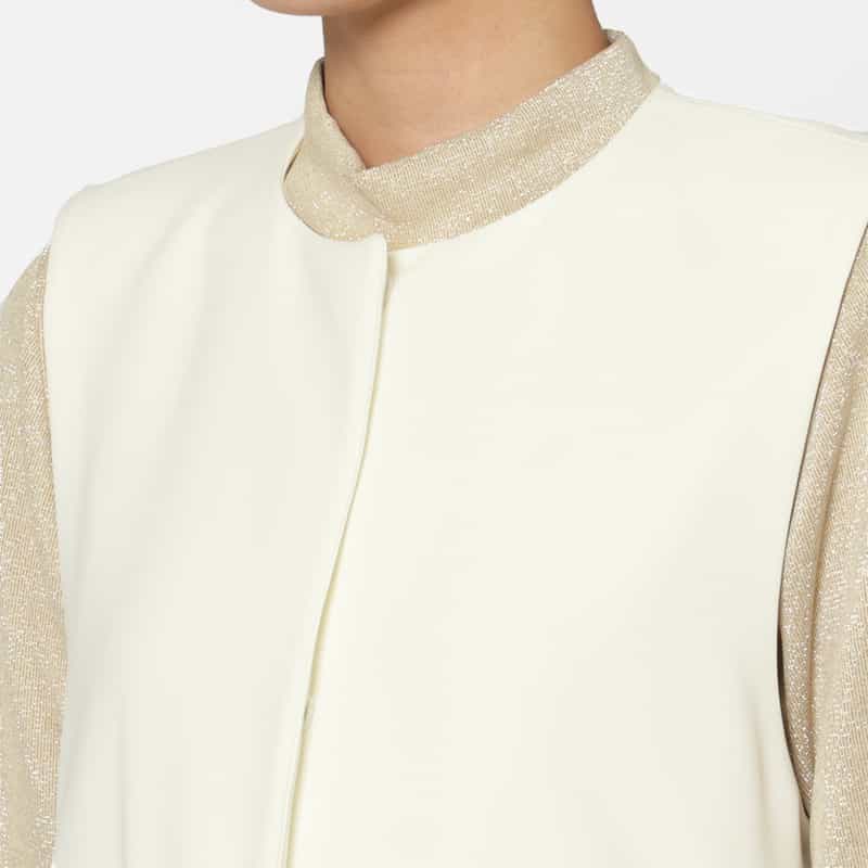 BARNEYS NEW YORK セットアップ ウォッシャブル ギャザーフレアジレ OFF WHITE