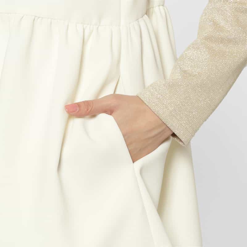 BARNEYS NEW YORK セットアップ ウォッシャブル ギャザーフレアジレ OFF WHITE