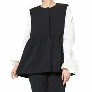 セットアップ ウォッシャブル ギャザーフレアジレ