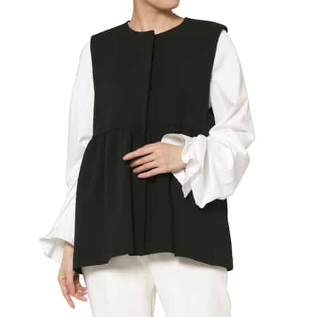 セットアップ ウォッシャブル ギャザーフレアジレ