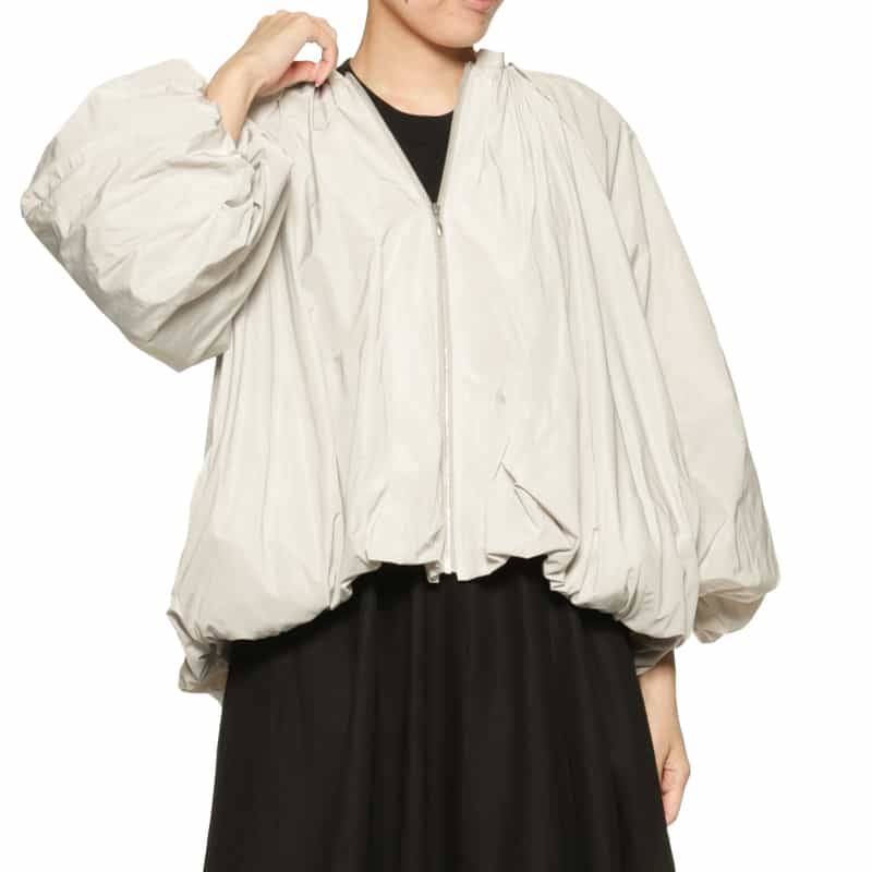 BARNEYS NEW YORK ウォッシャブル タフタ素材 バルーンシルエットブルゾン LIGHT GRAY