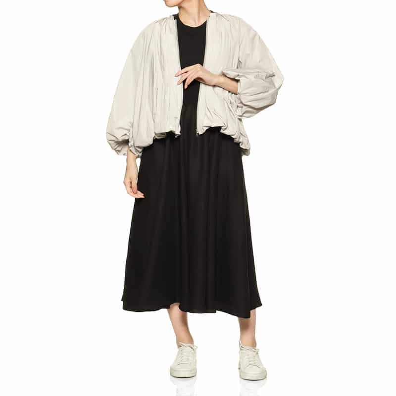 BARNEYS NEW YORK ウォッシャブル タフタ素材 バルーンシルエットブルゾン LIGHT GRAY