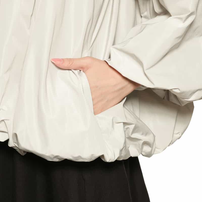 BARNEYS NEW YORK ウォッシャブル タフタ素材 バルーンシルエットブルゾン LIGHT GRAY