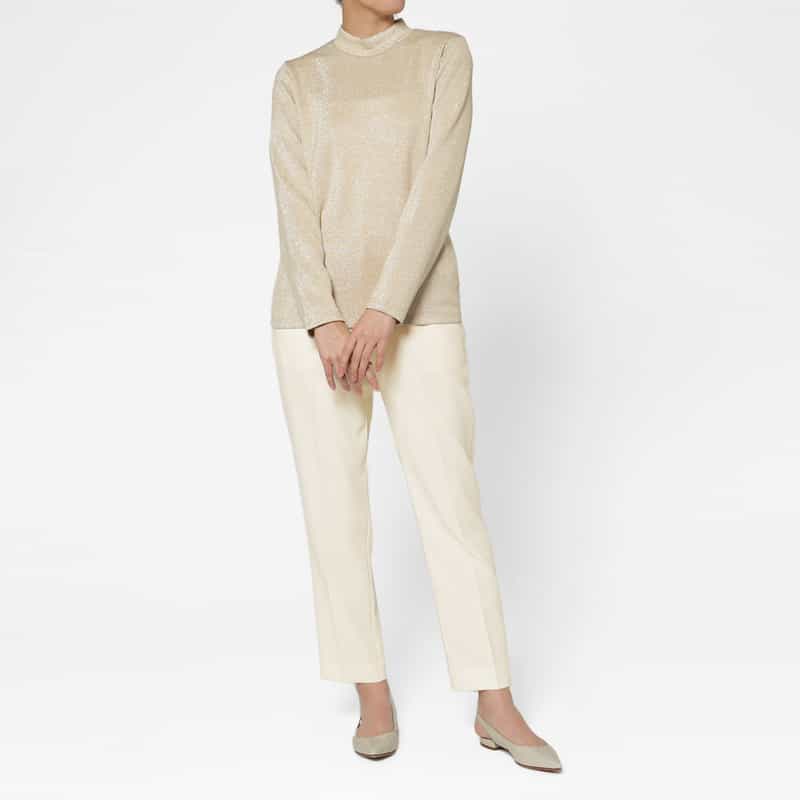 BARNEYS NEW YORK セットアップ ウォッシャブル フリルポケットデザイン スリムテーパードパンツ OFF WHITE