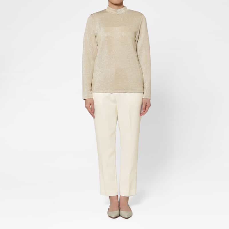 BARNEYS NEW YORK セットアップ ウォッシャブル フリルポケットデザイン スリムテーパードパンツ OFF WHITE