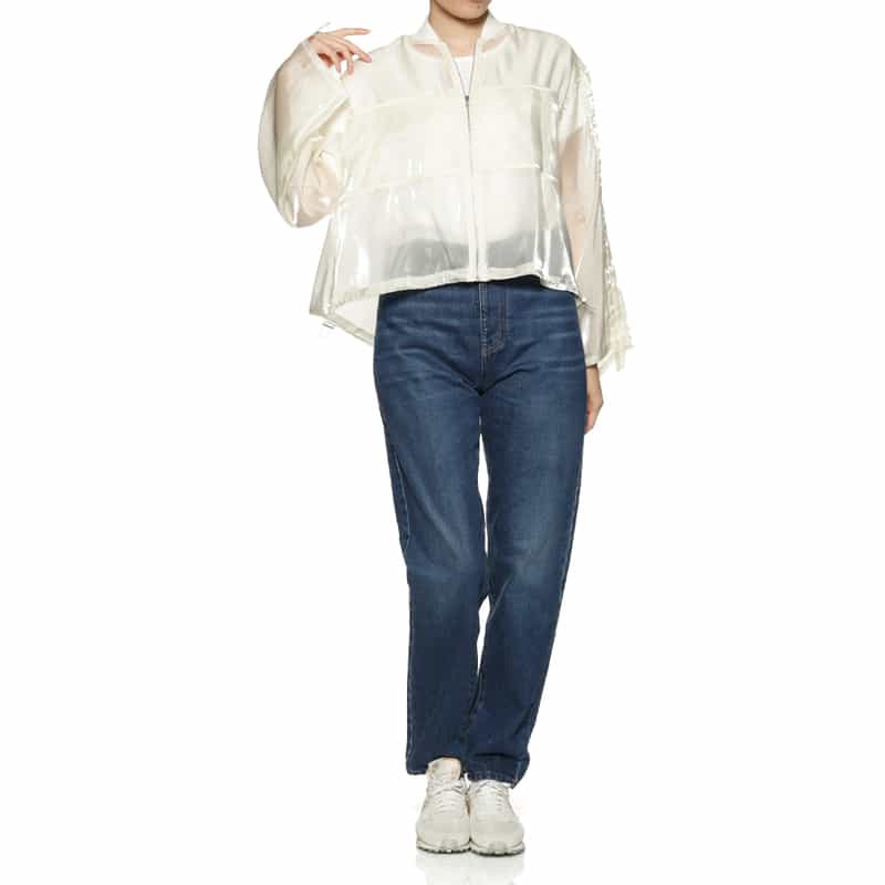 BARNEYS NEW YORK シアー素材ショートブルゾン WHITE